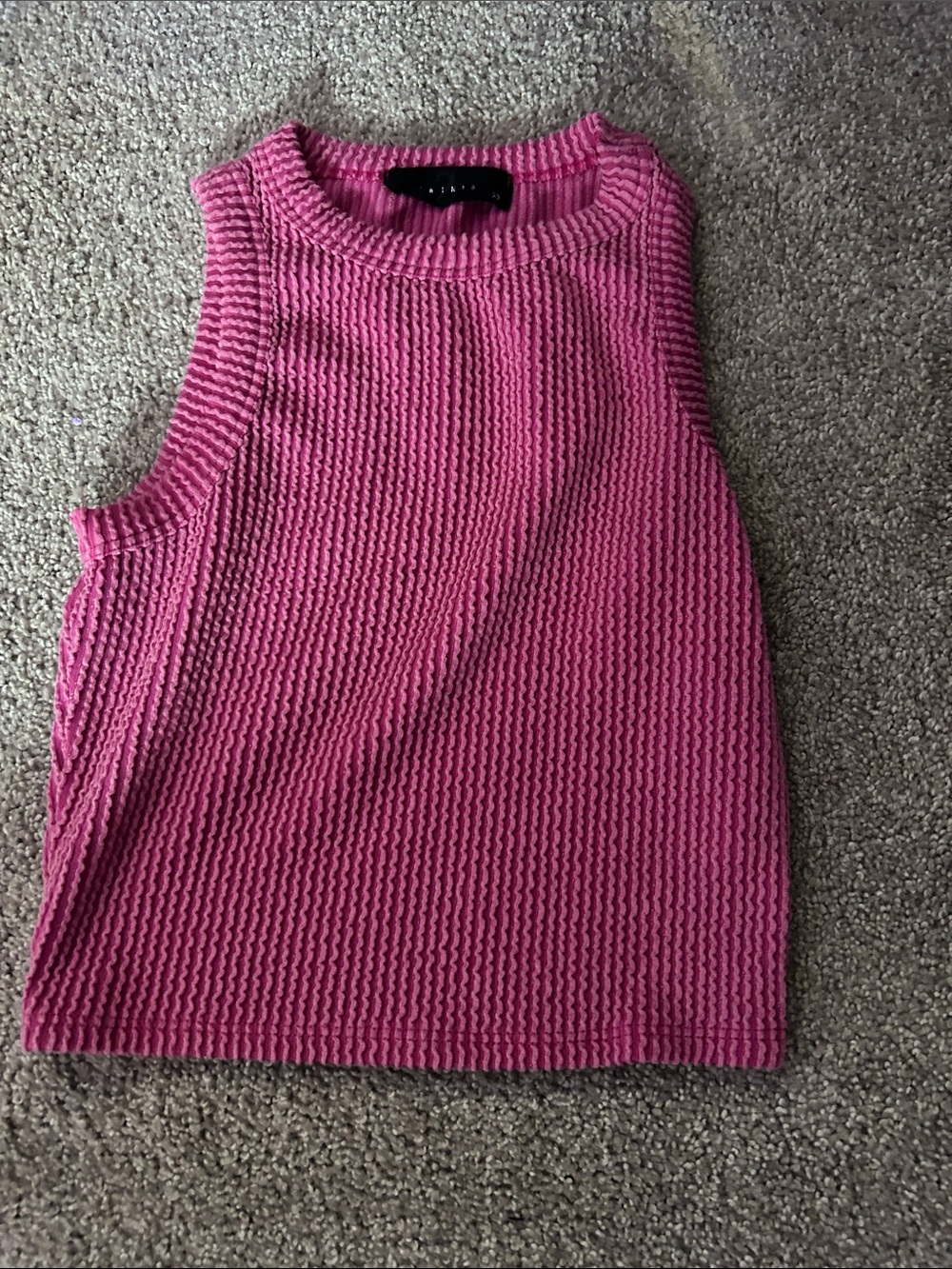 Ribbed Sleeveless Knit Tank Top - Hot Pink